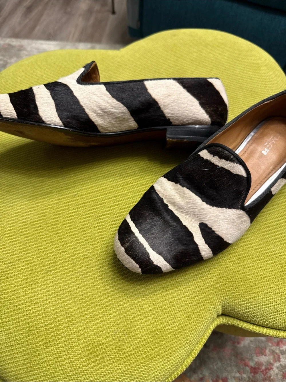 COACH Black & White Zebra Print Loafers